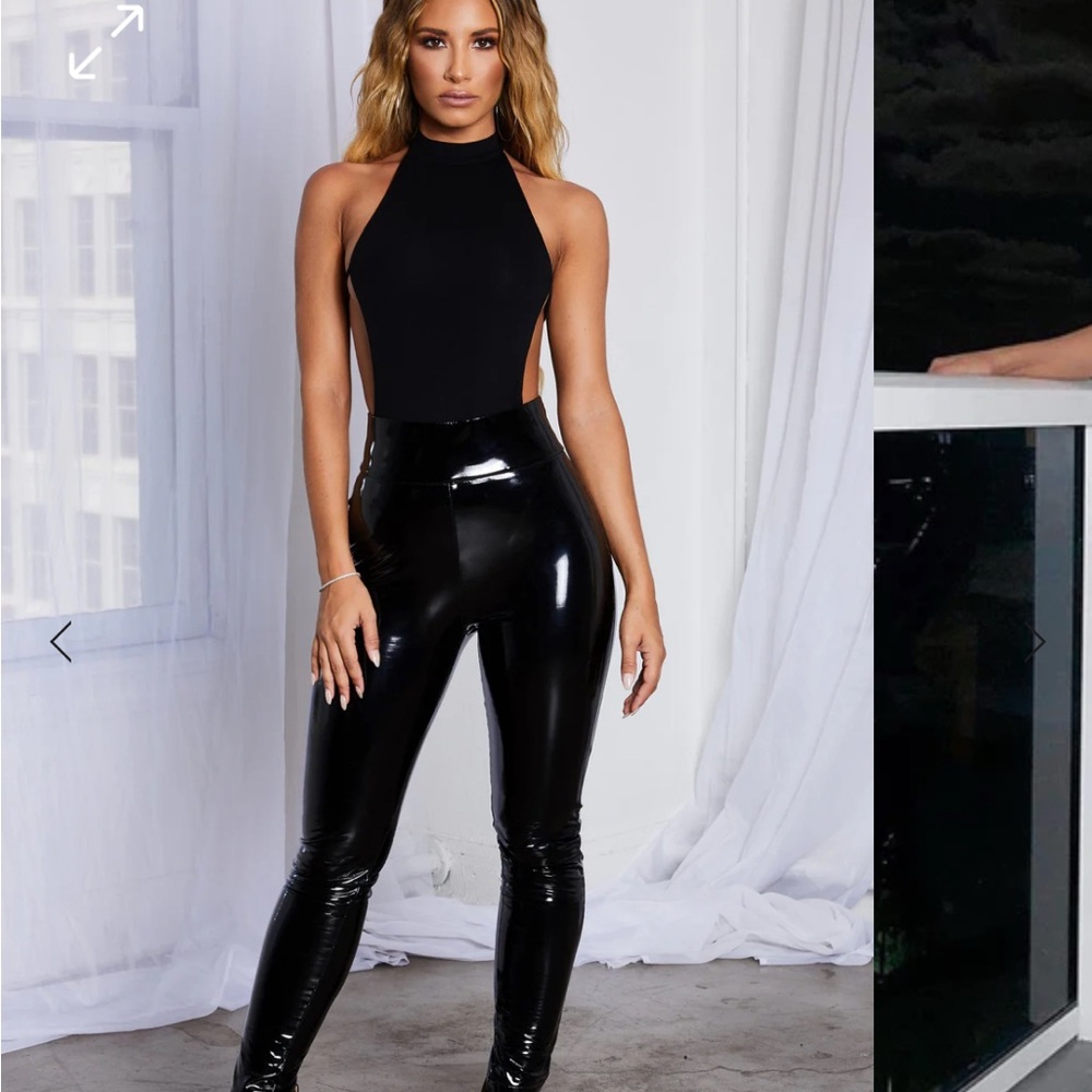 Babyboo Arianna black faux patent leather pants. NWT.